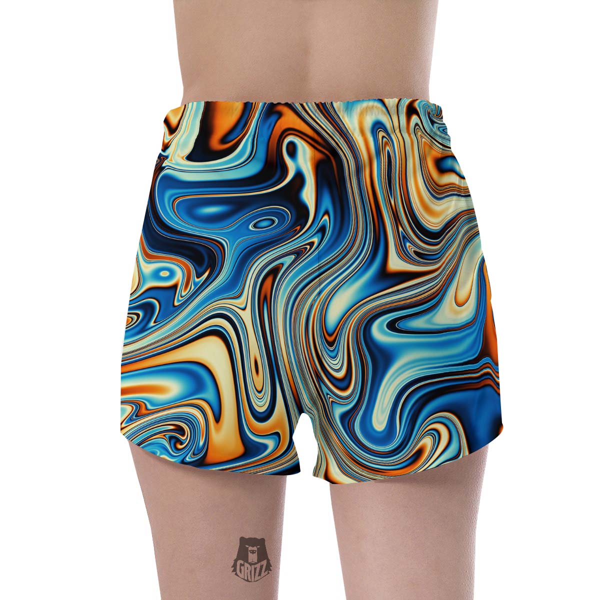 Abstract Wavy Psychedelic Women's Shorts-grizzshop