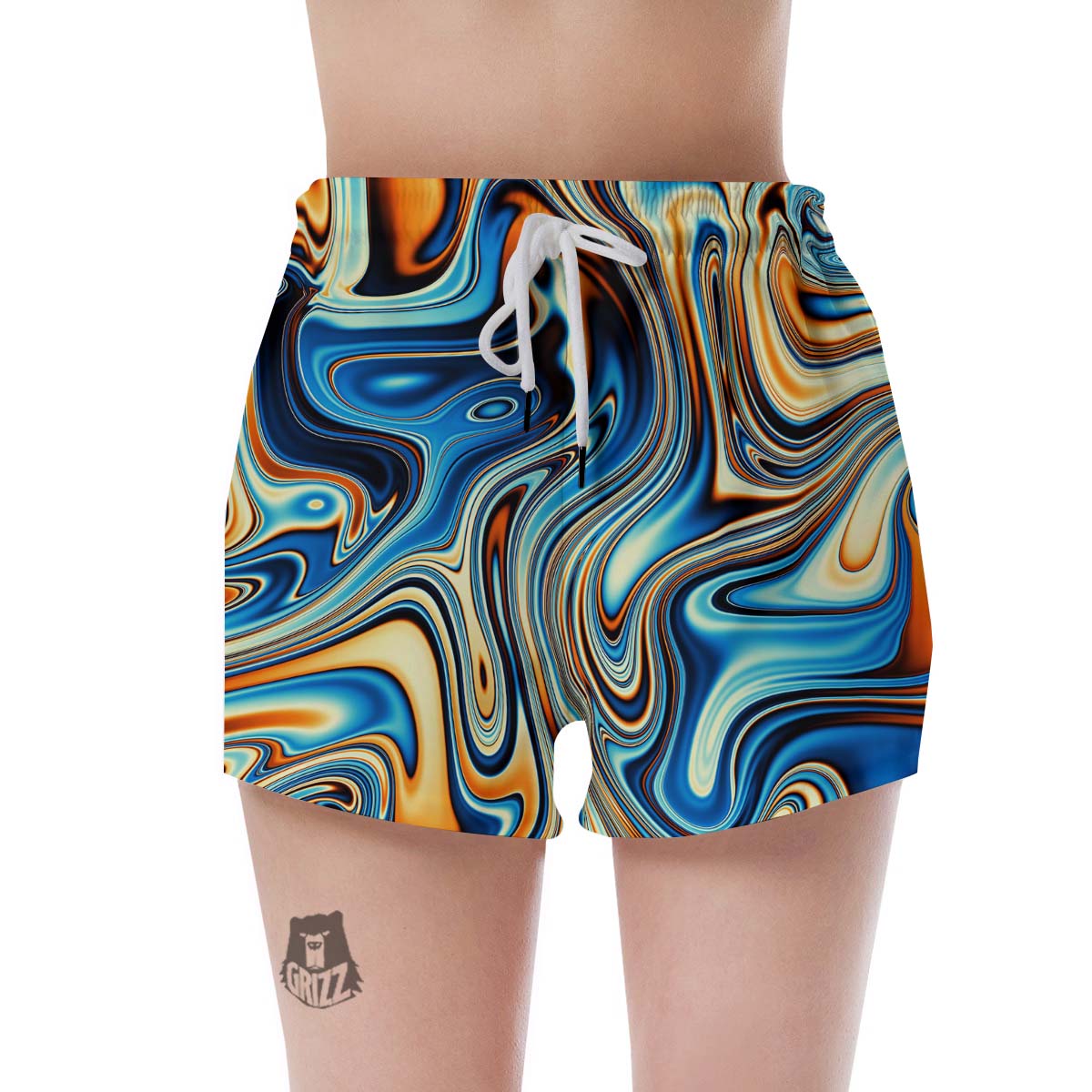 Abstract Wavy Psychedelic Women's Shorts-grizzshop