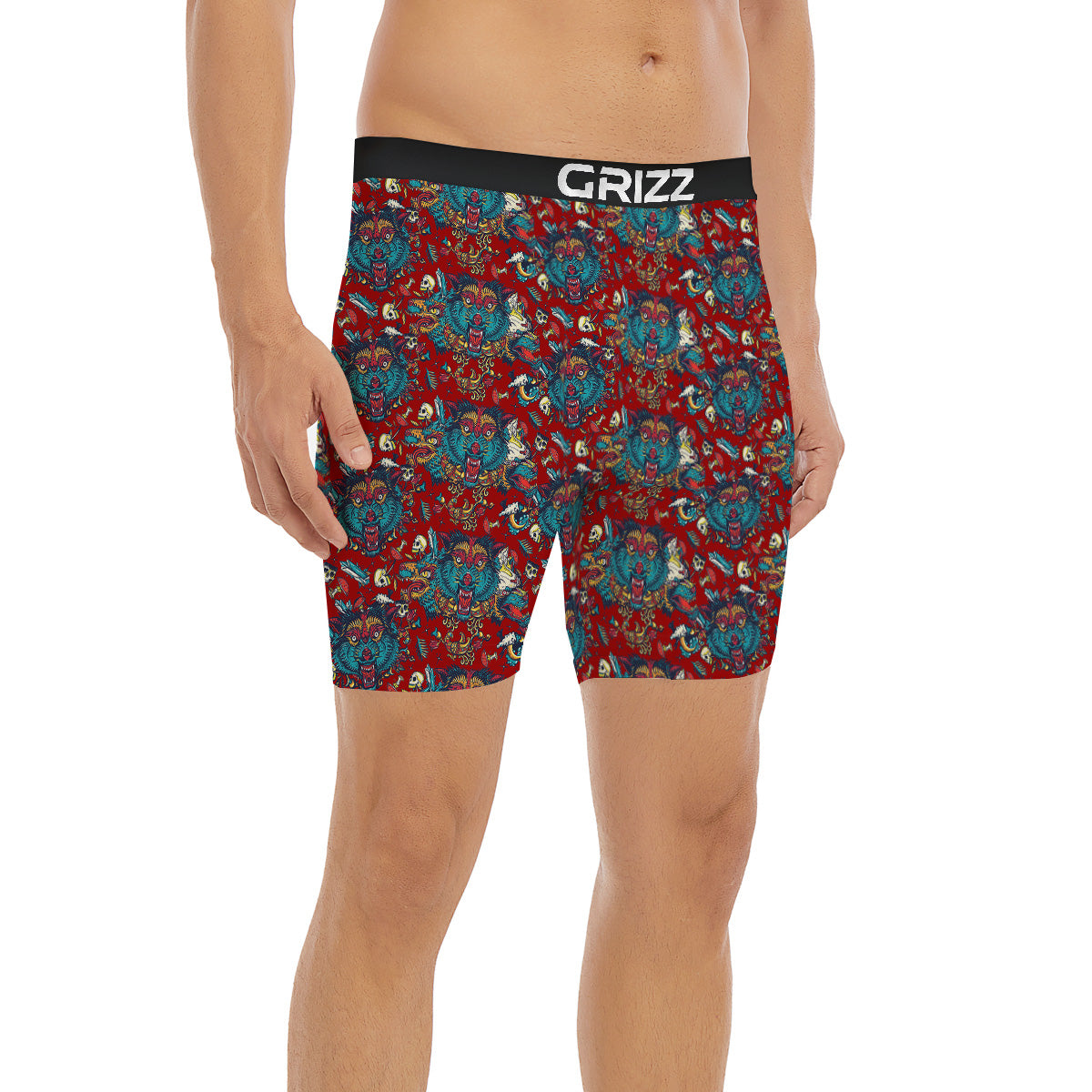 Abstract Wolf Fairy Tale Tattoo Print Pattern Boxer Briefs-grizzshop