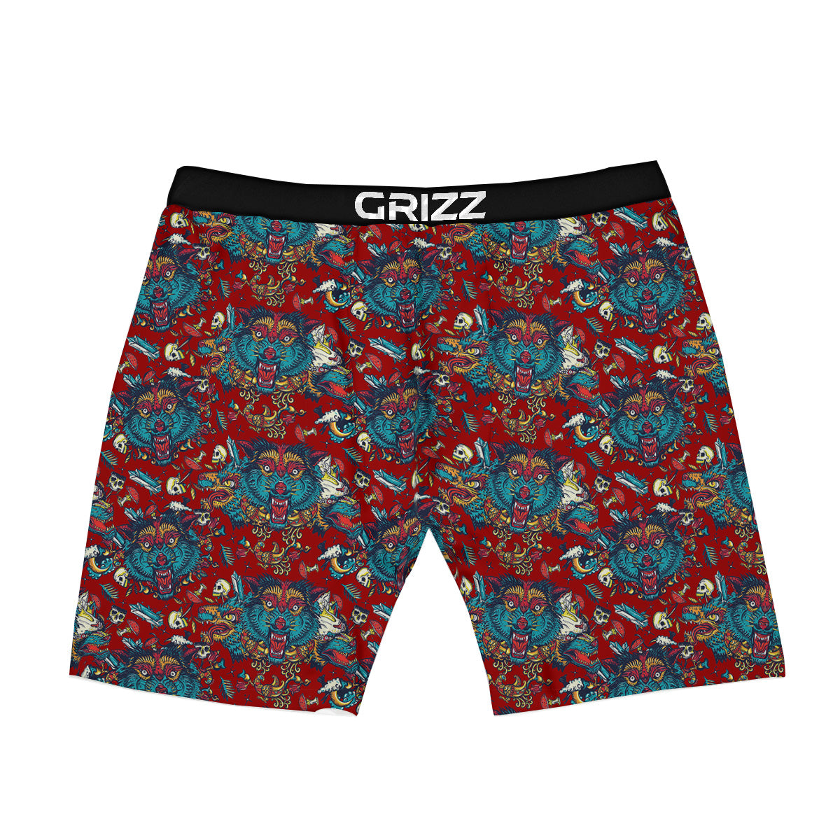 Abstract Wolf Fairy Tale Tattoo Print Pattern Boxer Briefs-grizzshop
