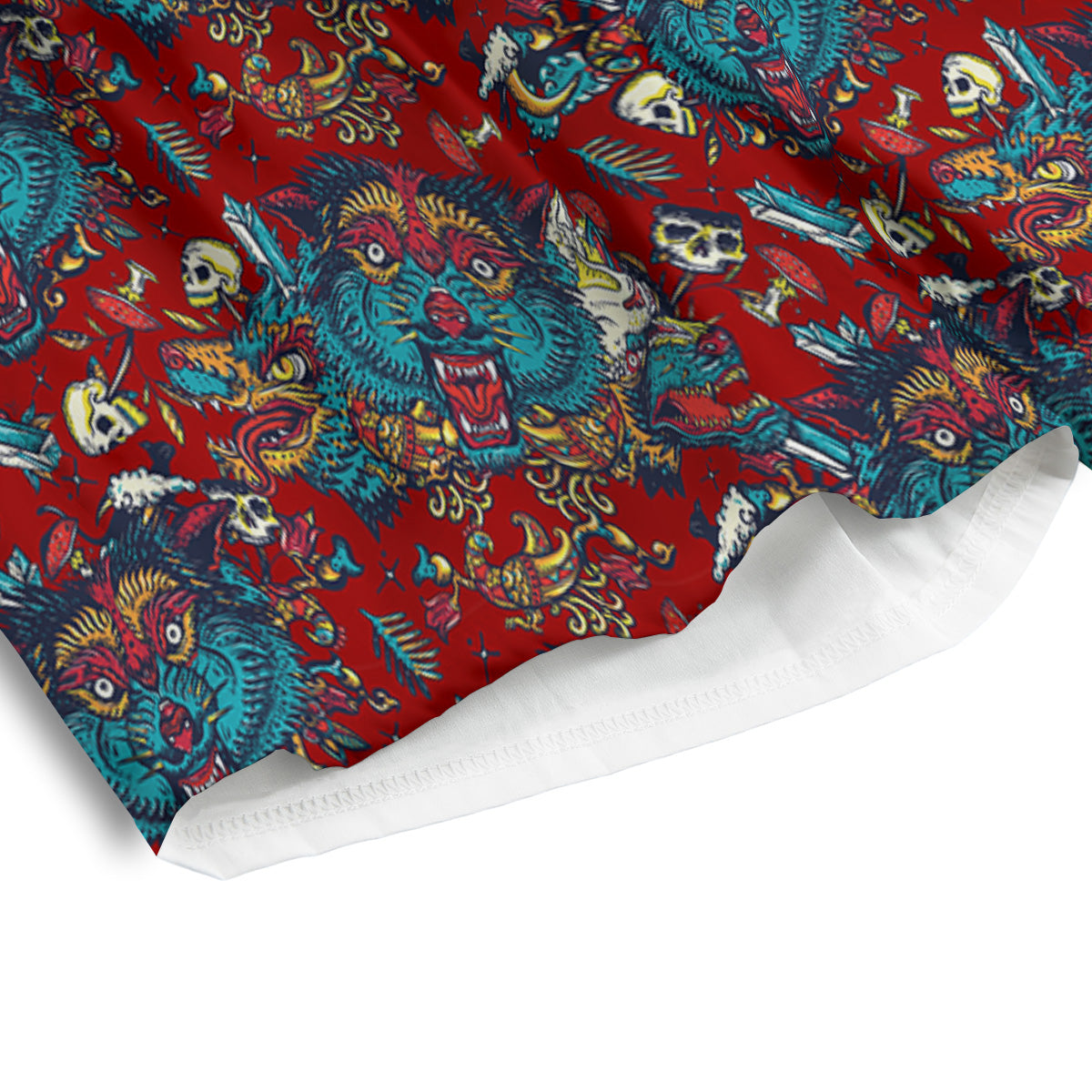Abstract Wolf Fairy Tale Tattoo Print Pattern Men's Athletic Shorts