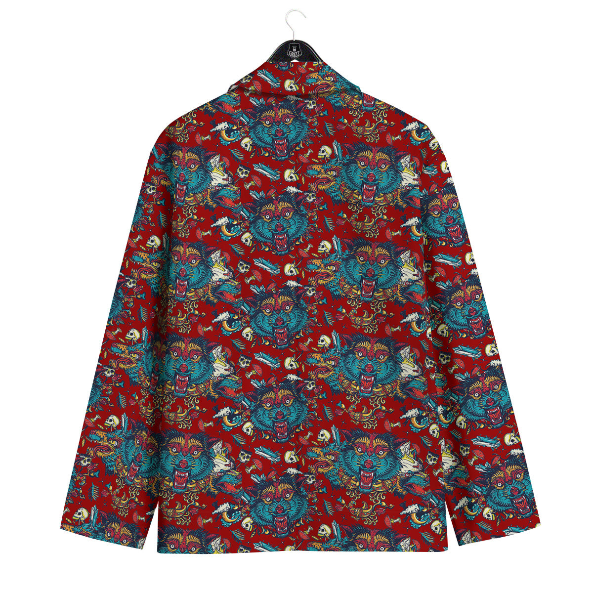 Abstract Wolf Fairy Tale Tattoo Print Pattern Men's Sport Coat-grizzshop