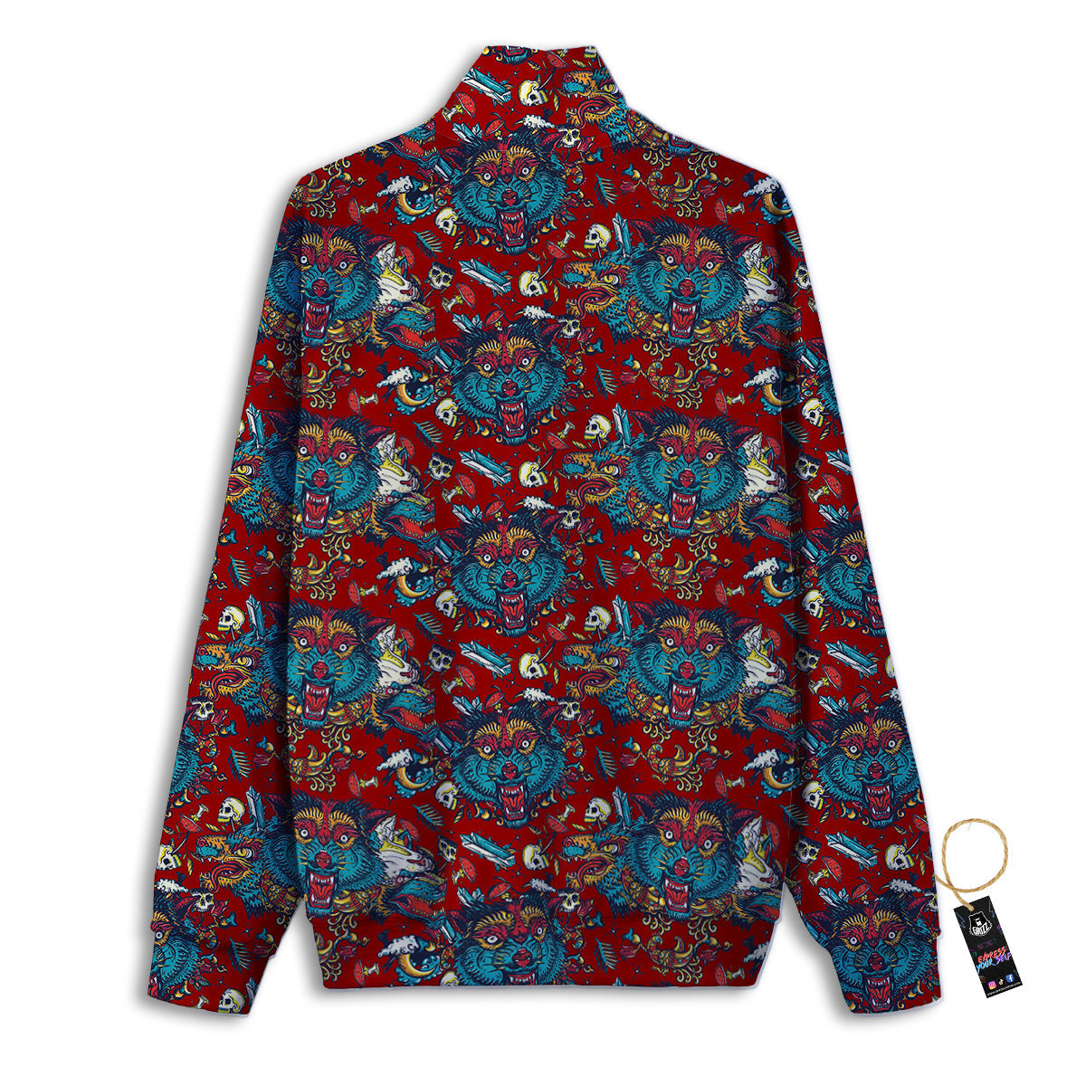 Abstract Wolf Fairy Tale Tattoo Print Pattern Track Jacket-grizzshop