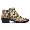 Abstract Zigzag Colorful Graffiti Style Print Pattern Ankle Boots-grizzshop