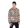 Abstract Zigzag Colorful Graffiti Style Print Pattern Baseball Jacket-grizzshop