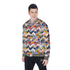 Abstract Zigzag Colorful Graffiti Style Print Pattern Baseball Jacket-grizzshop