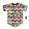 Abstract Zigzag Colorful Graffiti Style Print Pattern Baseball Jersey-grizzshop