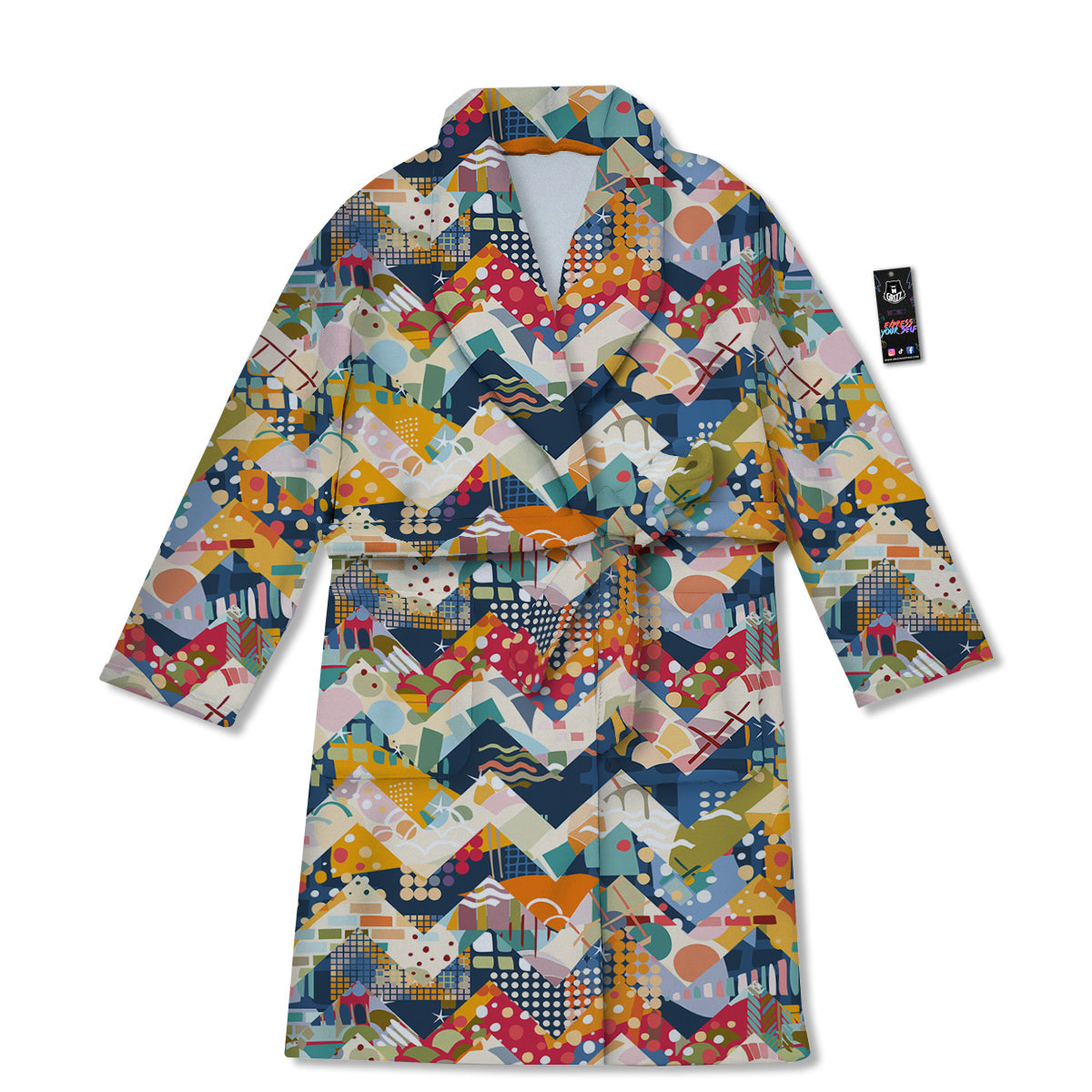 Abstract Zigzag Colorful Graffiti Style Print Pattern Bathrobe-grizzshop