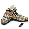 Abstract Zigzag Colorful Graffiti Style Print Pattern Black Loafers-grizzshop