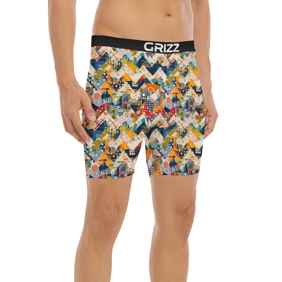 Abstract Zigzag Colorful Graffiti Style Print Pattern Boxer Briefs-grizzshop