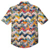 Abstract Zigzag Colorful Graffiti Style Print Pattern Button Up Shirt-grizzshop