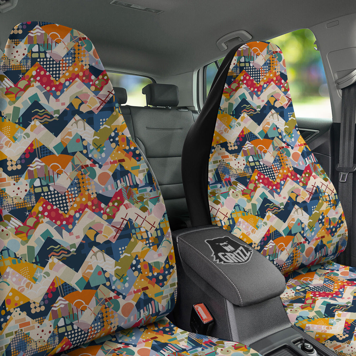 Abstract Zigzag Colorful Graffiti Style Print Pattern Car Seat Covers-grizzshop