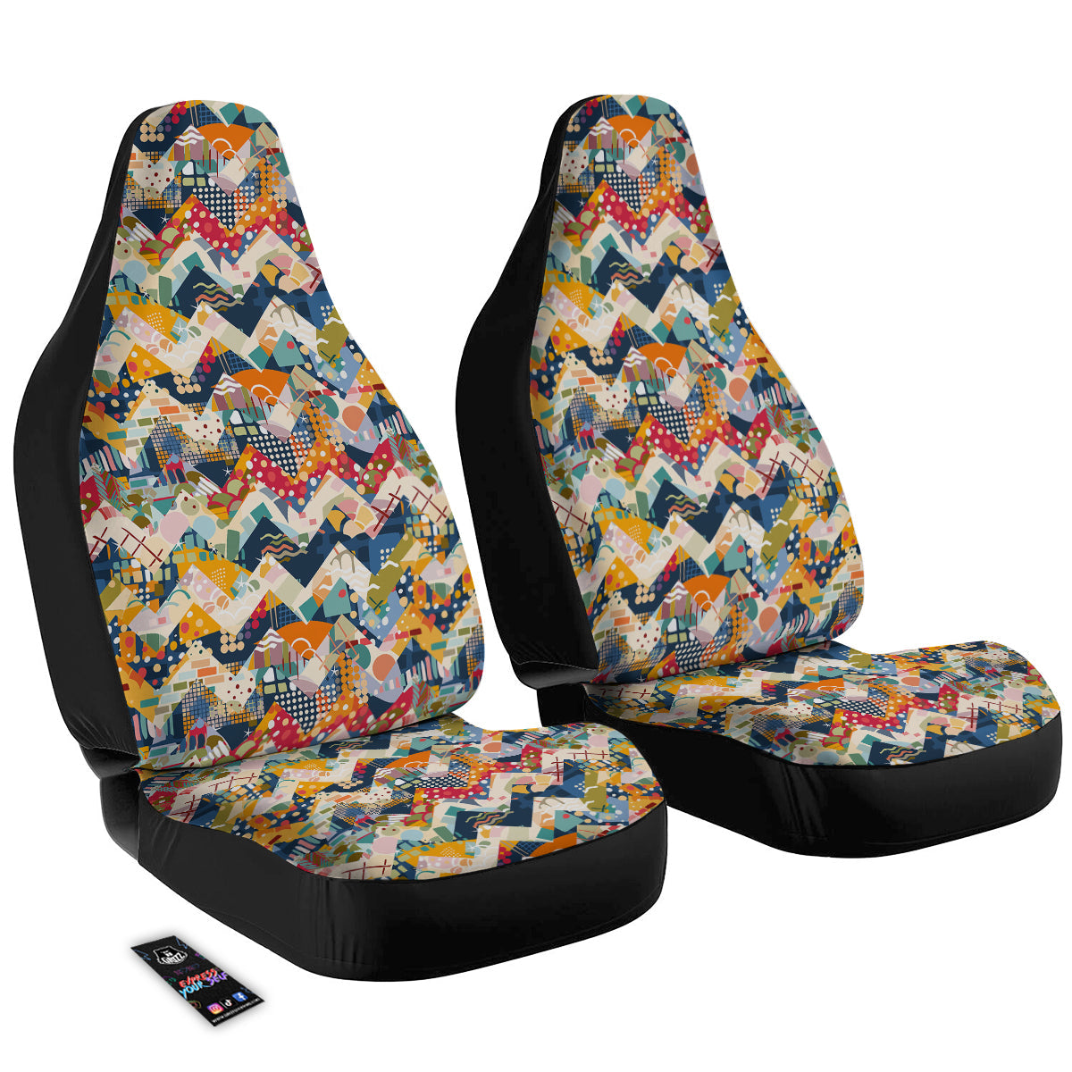 Abstract Zigzag Colorful Graffiti Style Print Pattern Car Seat Covers-grizzshop