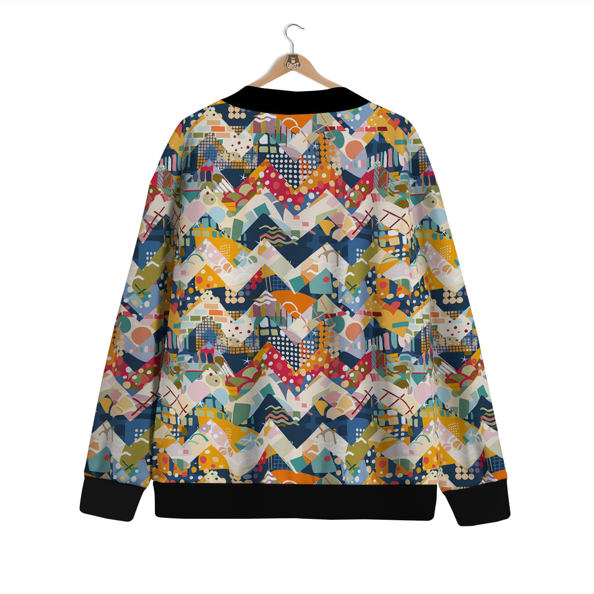 Abstract Zigzag Colorful Graffiti Style Print Pattern Cardigan-grizzshop