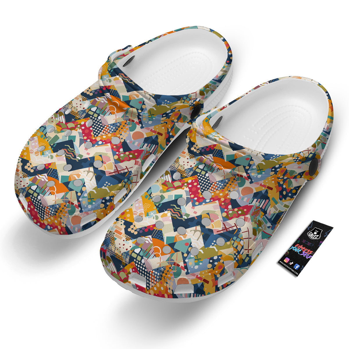 Abstract Zigzag Colorful Graffiti Style Print Pattern Clog-grizzshop