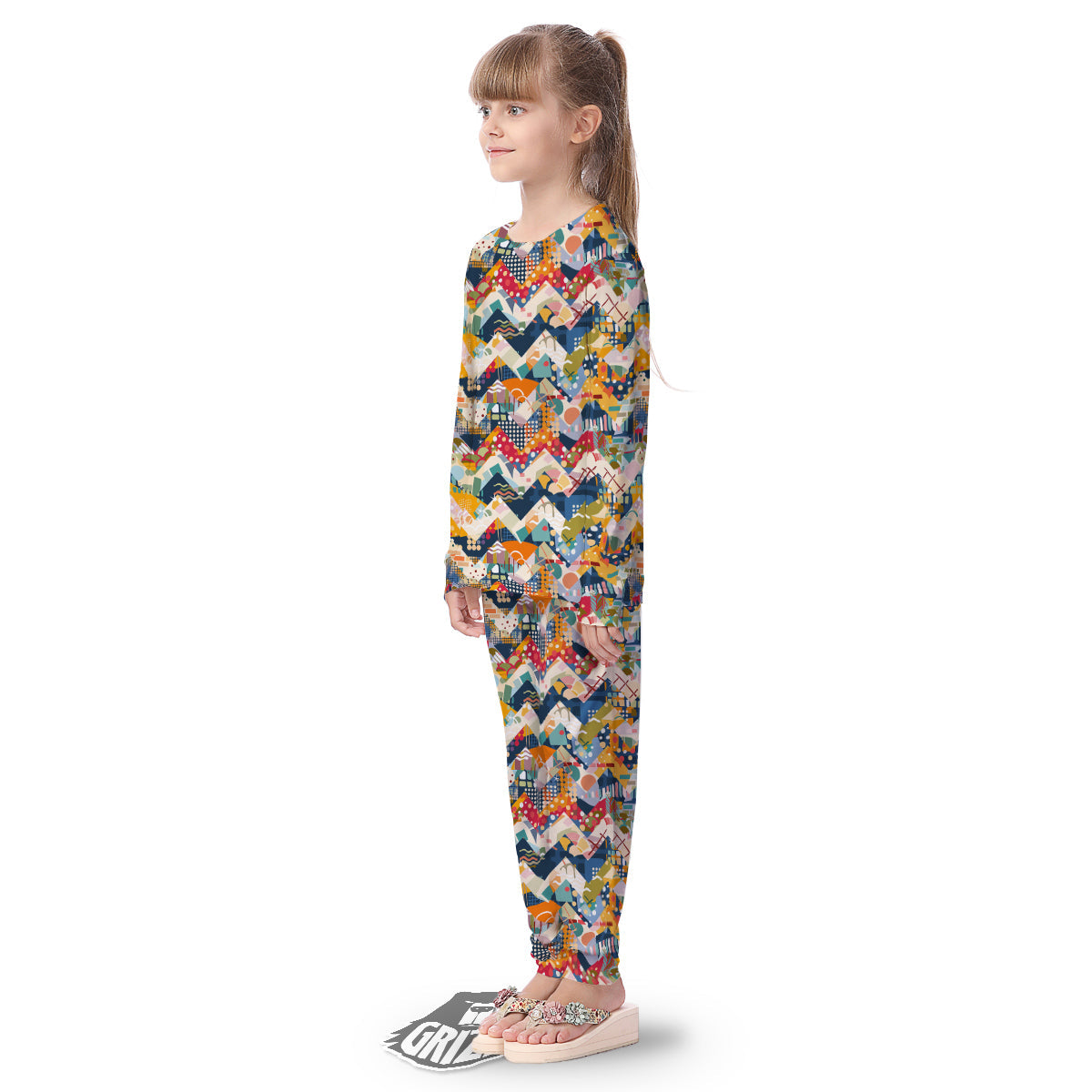 Abstract Zigzag Colorful Graffiti Style Print Pattern Kid's Pajamas-grizzshop