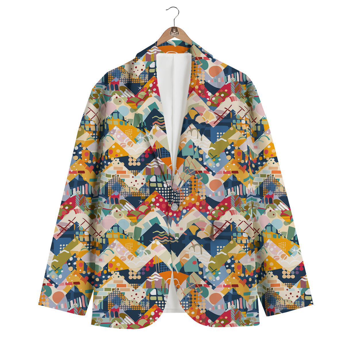 Abstract Zigzag Colorful Graffiti Style Print Pattern Men's Blazer-grizzshop