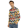 Abstract Zigzag Colorful Graffiti Style Print Pattern Men's Dress Shirts-grizzshop