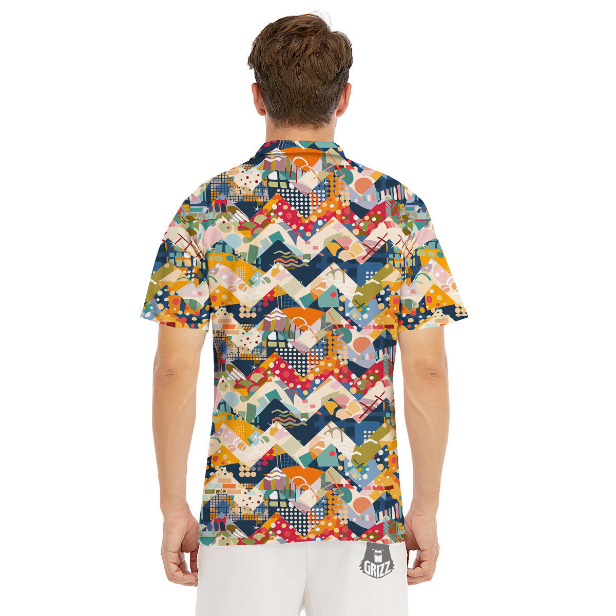 Abstract Zigzag Colorful Graffiti Style Print Pattern Men's Golf Shirts-grizzshop