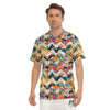 Abstract Zigzag Colorful Graffiti Style Print Pattern Men's Golf Shirts-grizzshop