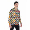 Abstract Zigzag Colorful Graffiti Style Print Pattern Men's Long Sleeve Shirts-grizzshop