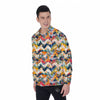 Abstract Zigzag Colorful Graffiti Style Print Pattern Men's Long Sleeve Shirts-grizzshop