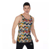 Abstract Zigzag Colorful Graffiti Style Print Pattern Men's Tank Top-grizzshop