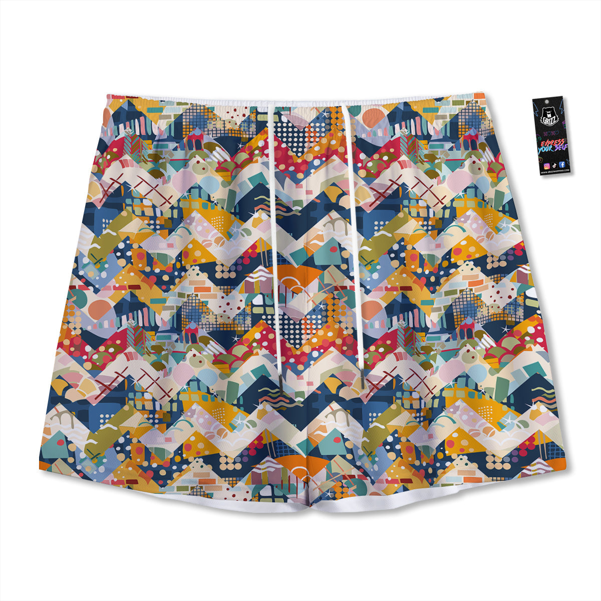 Bird Spiritual Golden Print Mesh Shorts