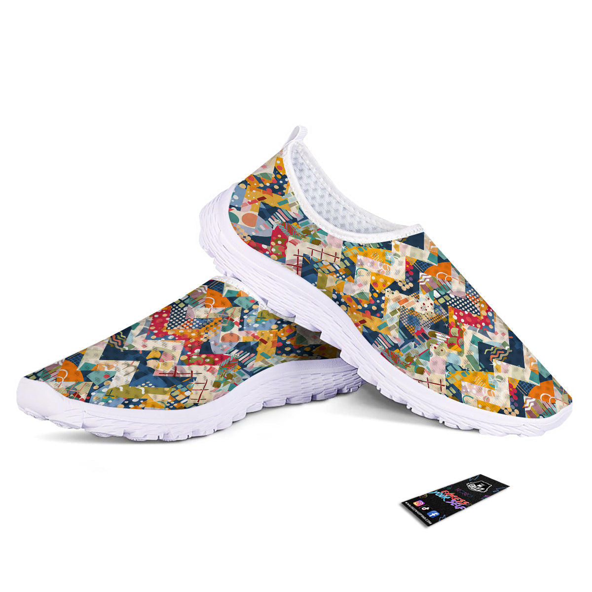 Abstract Zigzag Colorful Graffiti Style Print Pattern Nurse Shoes-grizzshop