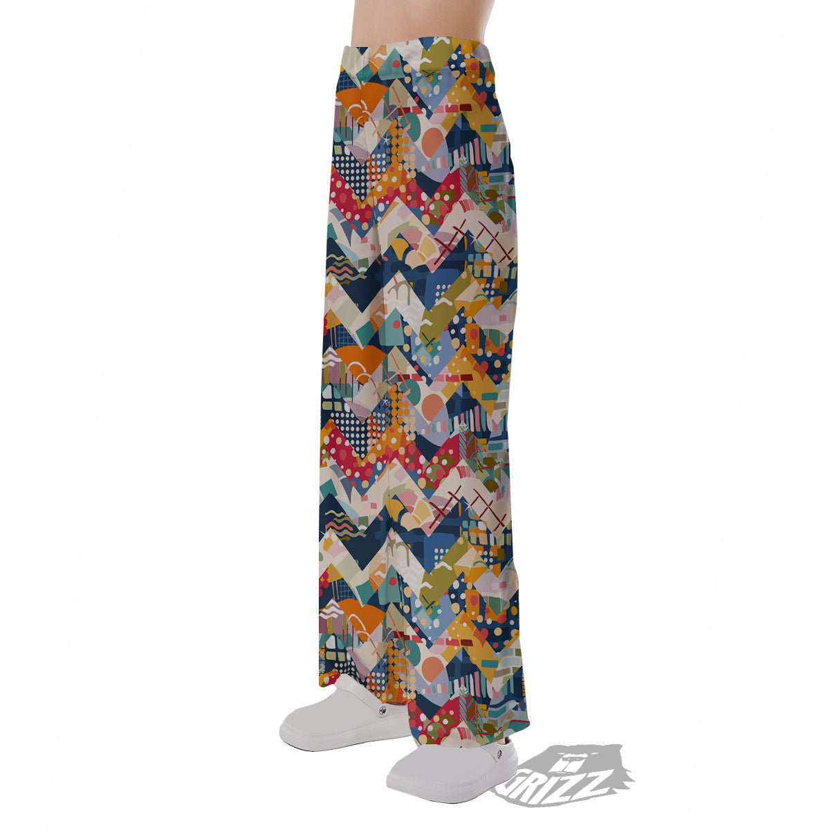 Abstract Zigzag Colorful Graffiti Style Print Pattern Pajama Pants-grizzshop