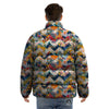 Abstract Zigzag Colorful Graffiti Style Print Pattern Puffer Jacket-grizzshop