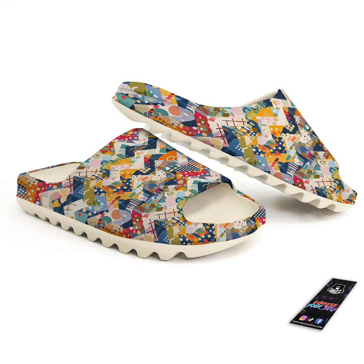 Abstract Zigzag Colorful Graffiti Style Print Pattern Sandals-grizzshop