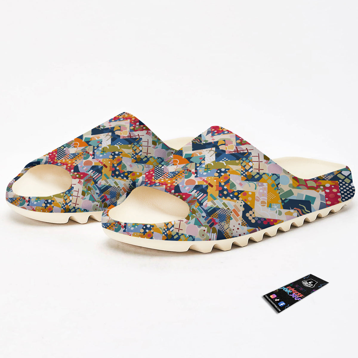 Abstract Zigzag Colorful Graffiti Style Print Pattern Sandals-grizzshop