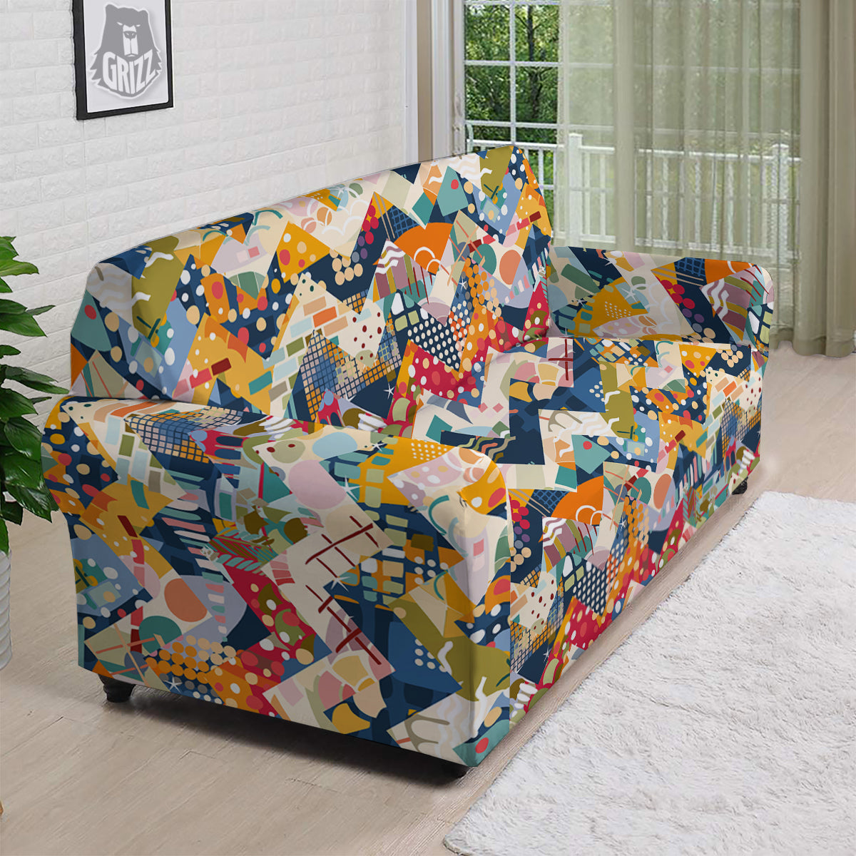 Abstract Zigzag Colorful Graffiti Style Print Pattern Sofa Cover-grizzshop