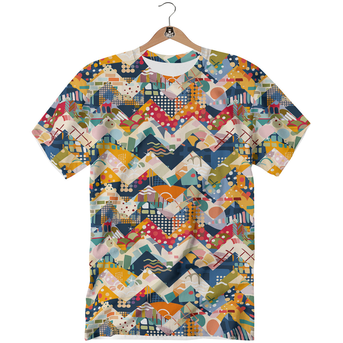 Abstract Zigzag Colorful Graffiti Style Print Pattern T-Shirt-grizzshop