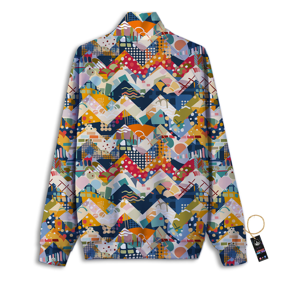 Abstract Zigzag Colorful Graffiti Style Print Pattern Track Jacket-grizzshop