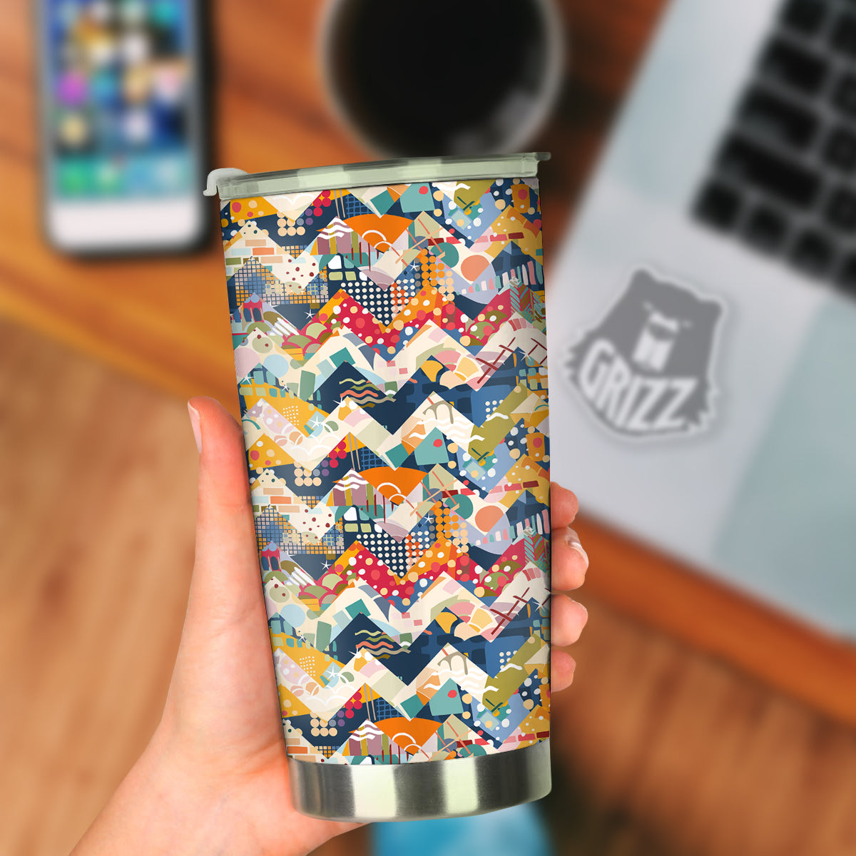 Abstract Zigzag Colorful Graffiti Style Print Pattern Tumbler-grizzshop