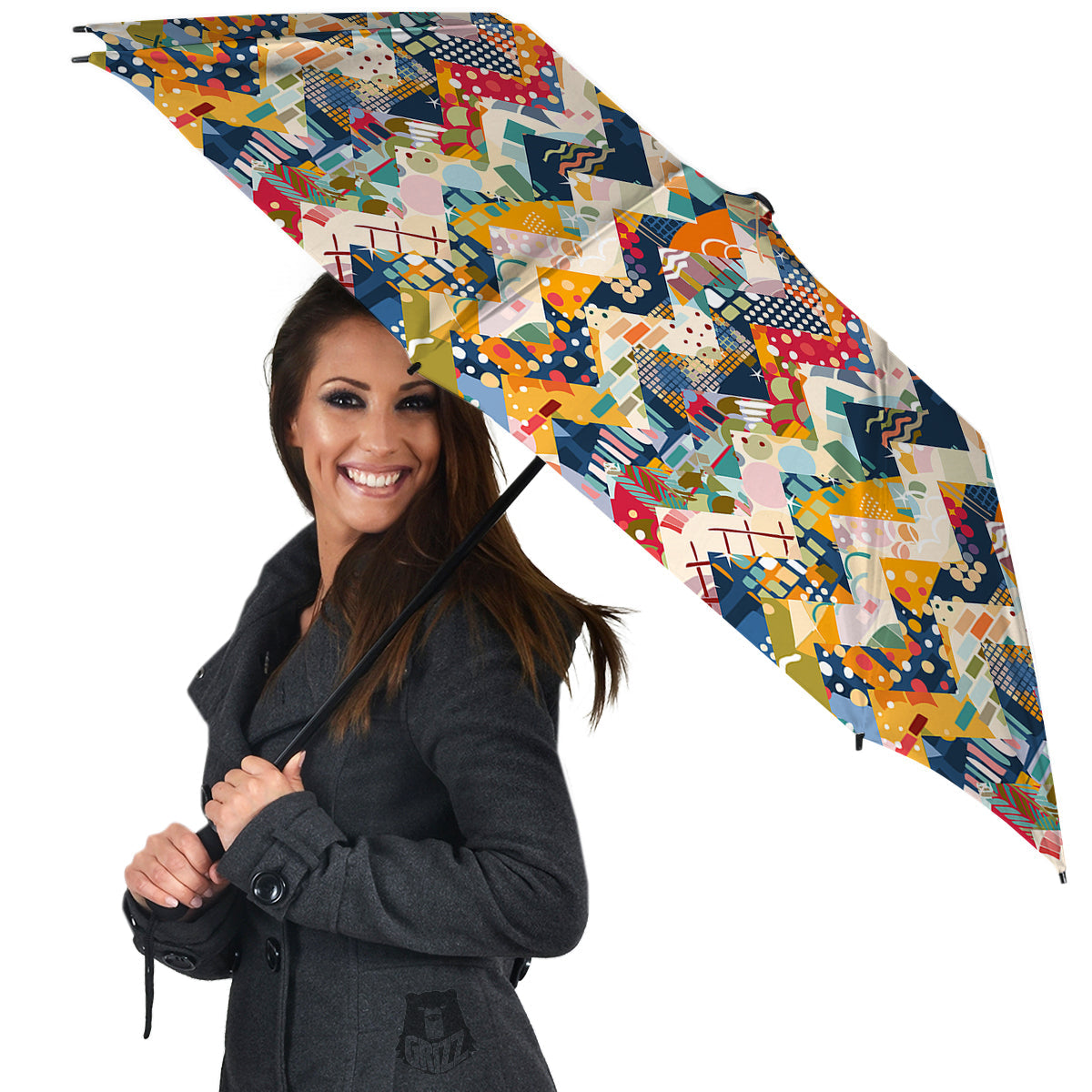 Abstract Zigzag Colorful Graffiti Style Print Pattern Umbrella-grizzshop