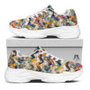 Abstract Zigzag Colorful Graffiti Style Print Pattern White Chunky Shoes-grizzshop