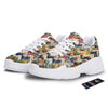 Abstract Zigzag Colorful Graffiti Style Print Pattern White Chunky Shoes-grizzshop