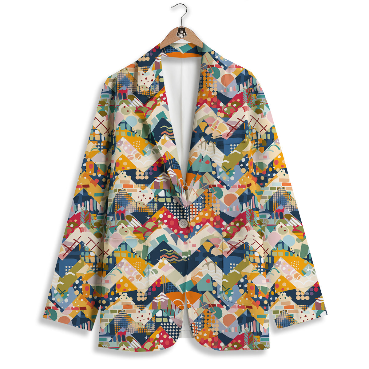 Abstract Zigzag Colorful Graffiti Style Print Pattern Women's Blazer-grizzshop