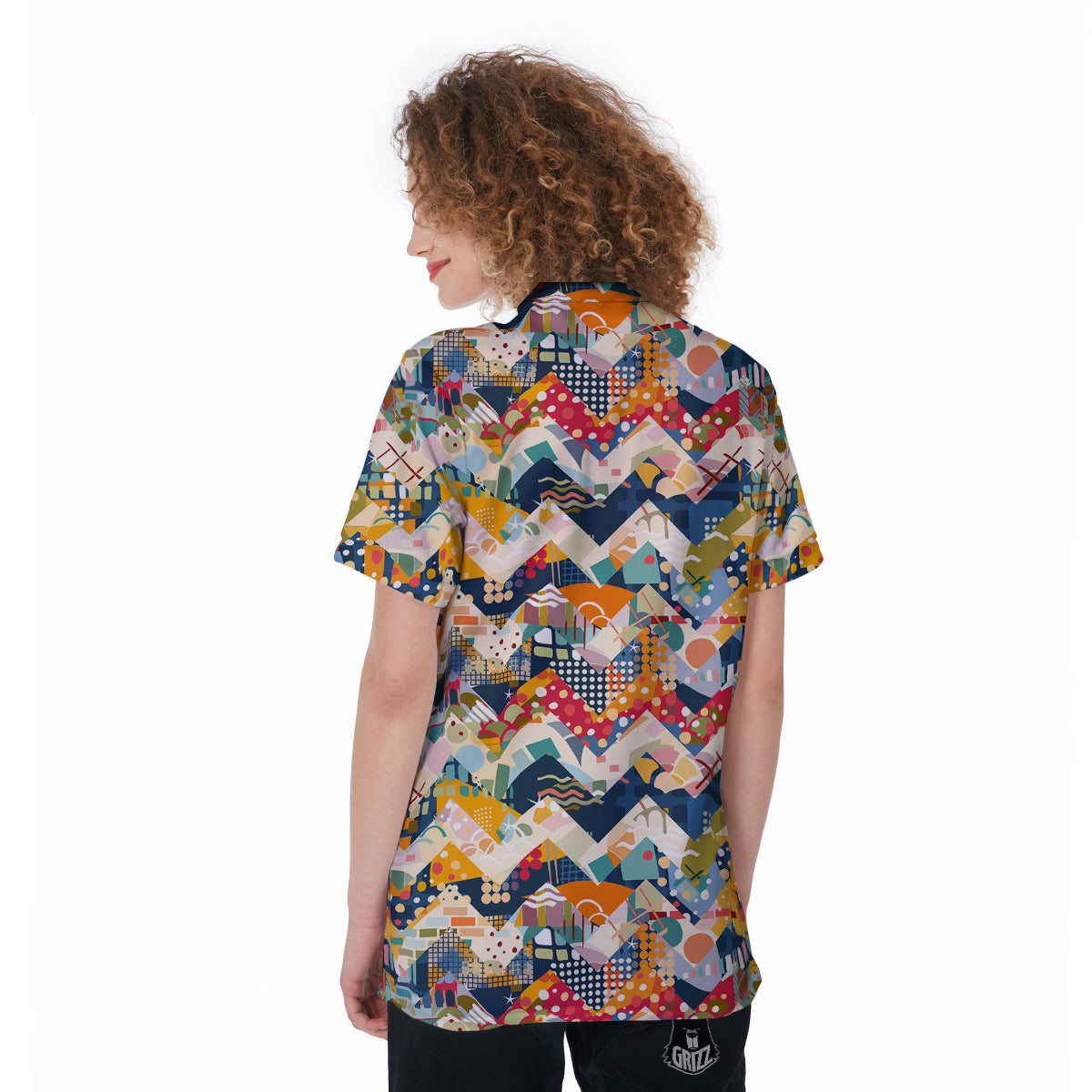 Abstract Zigzag Colorful Graffiti Style Print Pattern Women's Golf Shirts-grizzshop