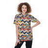 Abstract Zigzag Colorful Graffiti Style Print Pattern Women's Golf Shirts-grizzshop