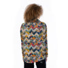 Abstract Zigzag Colorful Graffiti Style Print Pattern Women's Long Sleeve Shirts-grizzshop