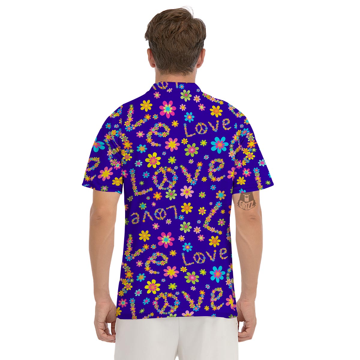 Abstract Floral Hippie Men's Golf Shirts-grizzshop
