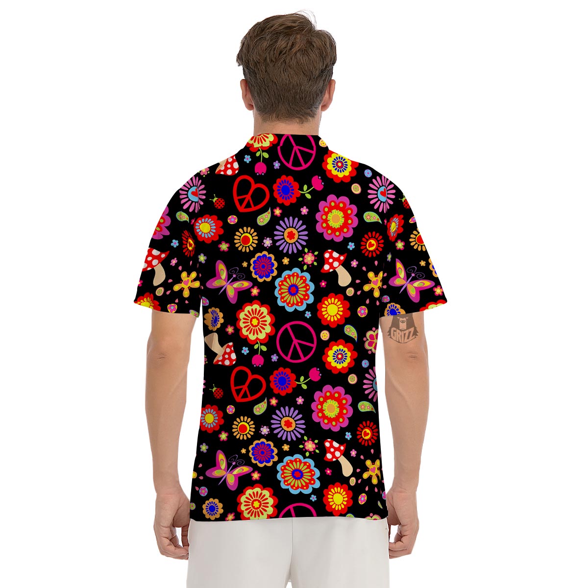 Abstract Flower Hippie Men's Golf Shirts-grizzshop