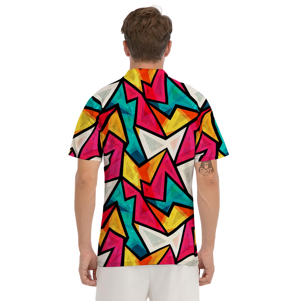 Abstract Geometric Colorful Men's Golf Shirts-grizzshop