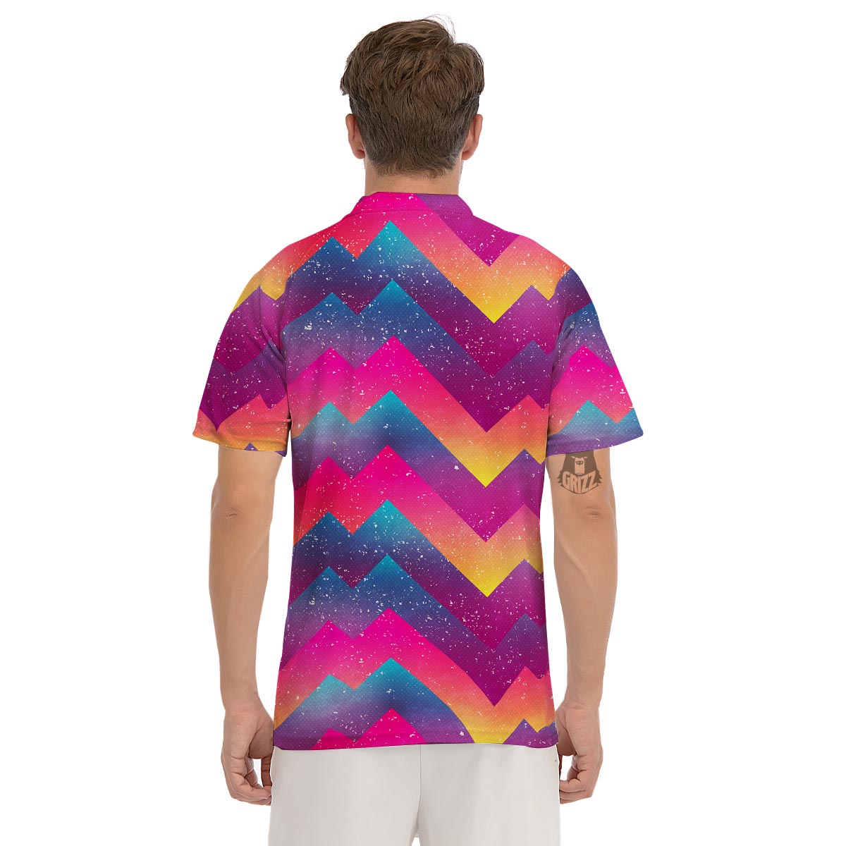 Abstract Geometric Grunge Men's Golf Shirts-grizzshop