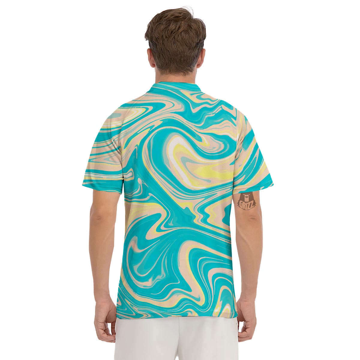 Abstract Green Marble Men's Golf Shirts-grizzshop