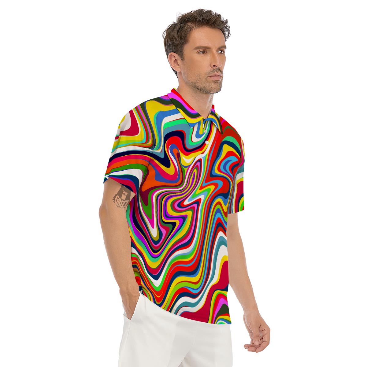 Abstract Ink Paint Men's Golf Shirts-grizzshop